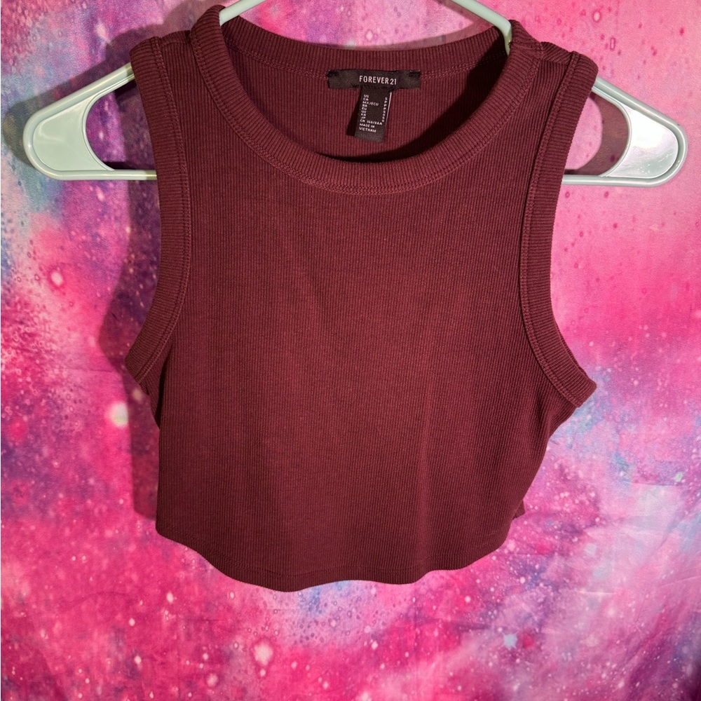 Forever 21 Brown Ribbed Crop Top